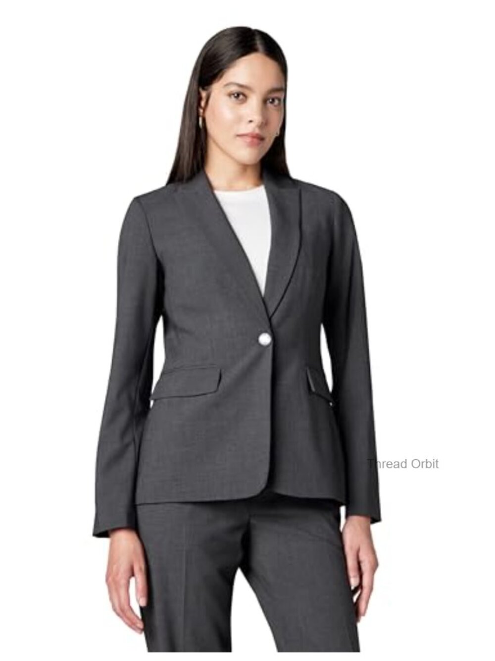 One Button Lux Blazer Relaxed Fit Lightweight Polyester Long Sleeve
